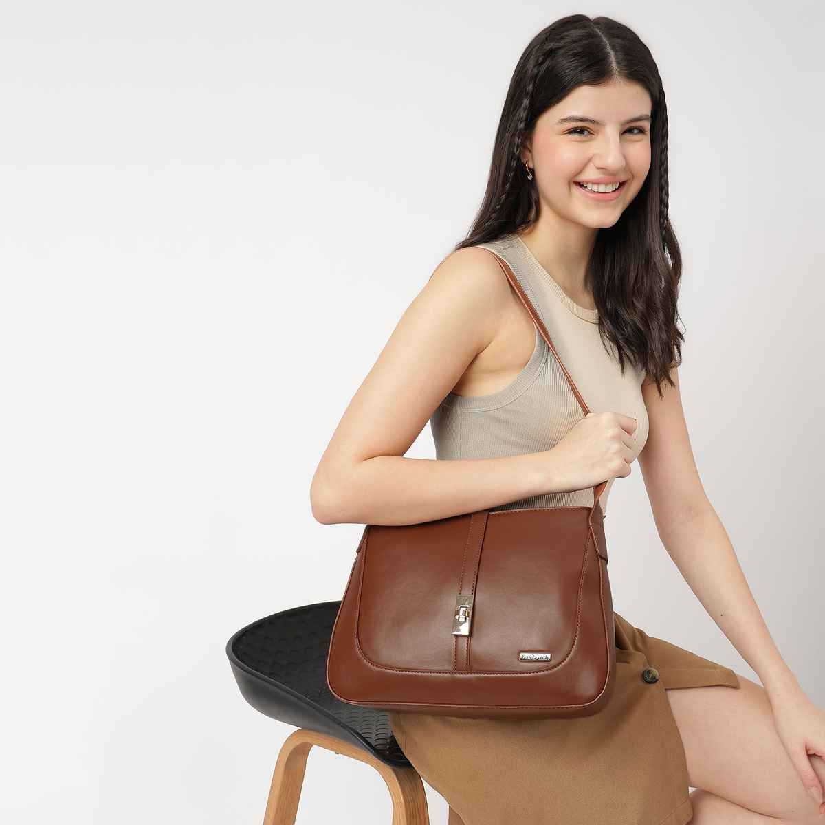 Fastrack Essential Shoulder Bag for Women | Tan