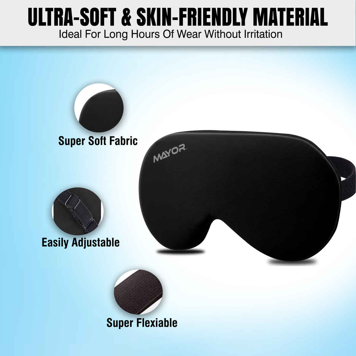 Mayor Premium Smooth Sleep Eye Mask Nap Mask with Comfortable Adjustable Strap