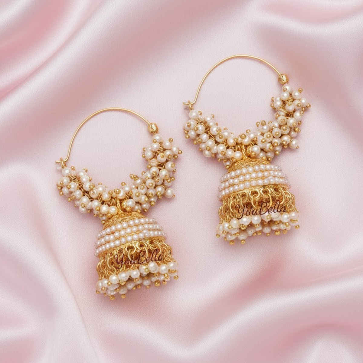 YouBella Fashion Jewellery Gold Plated Pearl Jhumka Earings for Women Traditional Earrings