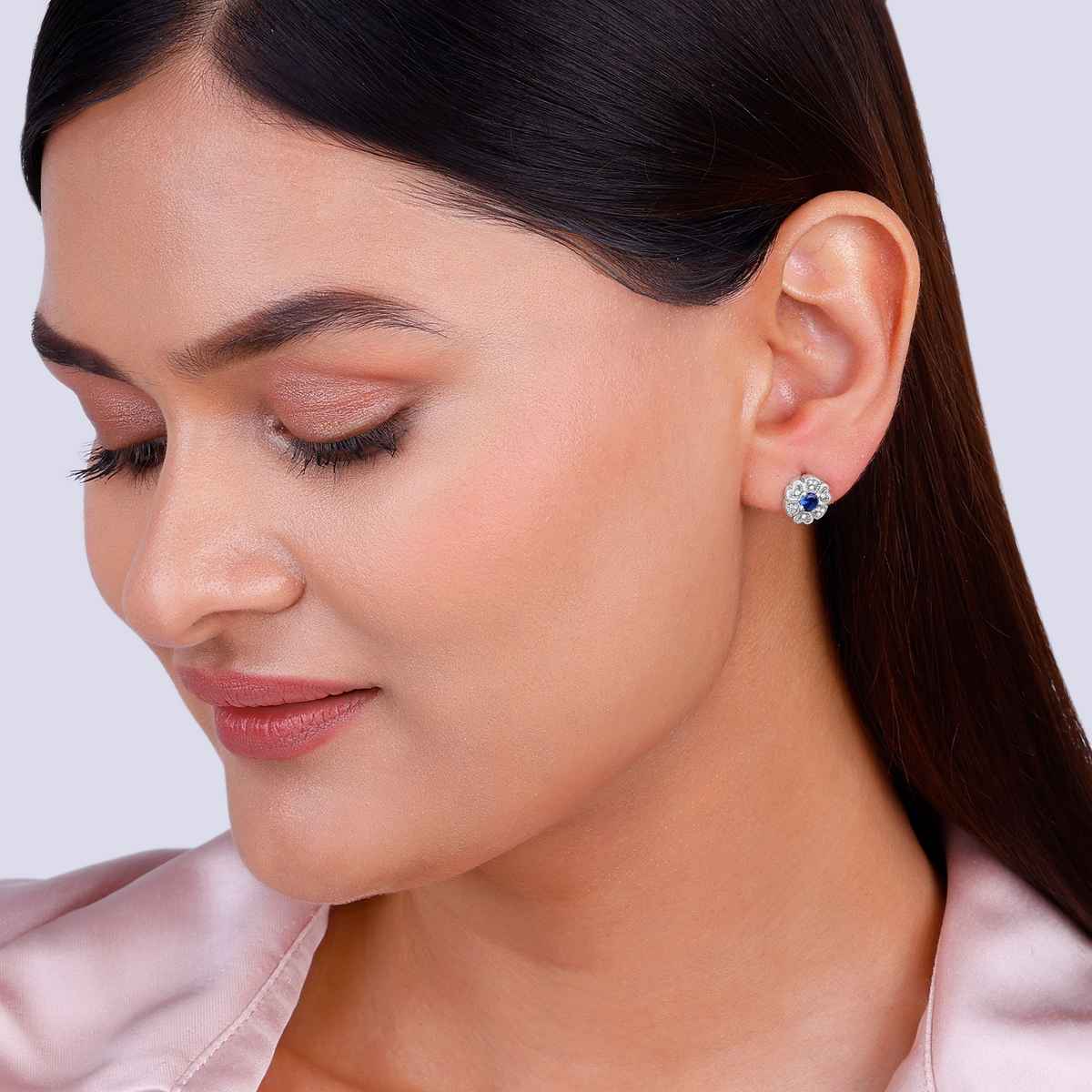 Giva Silver Royal Blue Bloom Studs