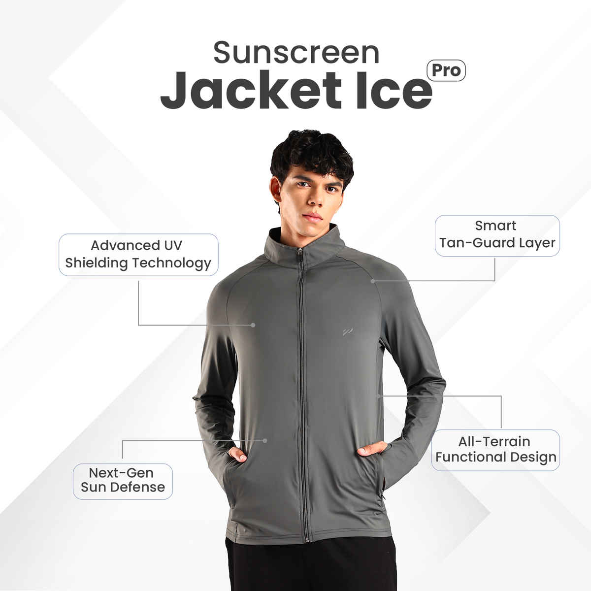 Blue Tyga Men's Sunscreen Jacket | SJE0005 | Dark Grey - 2XL