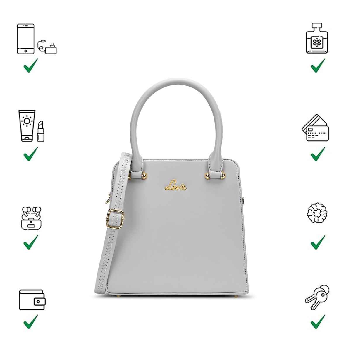 Lavie Women's Ushawu Small Satchel Handbag | Ladies purse | Shoulder Bag | Grey