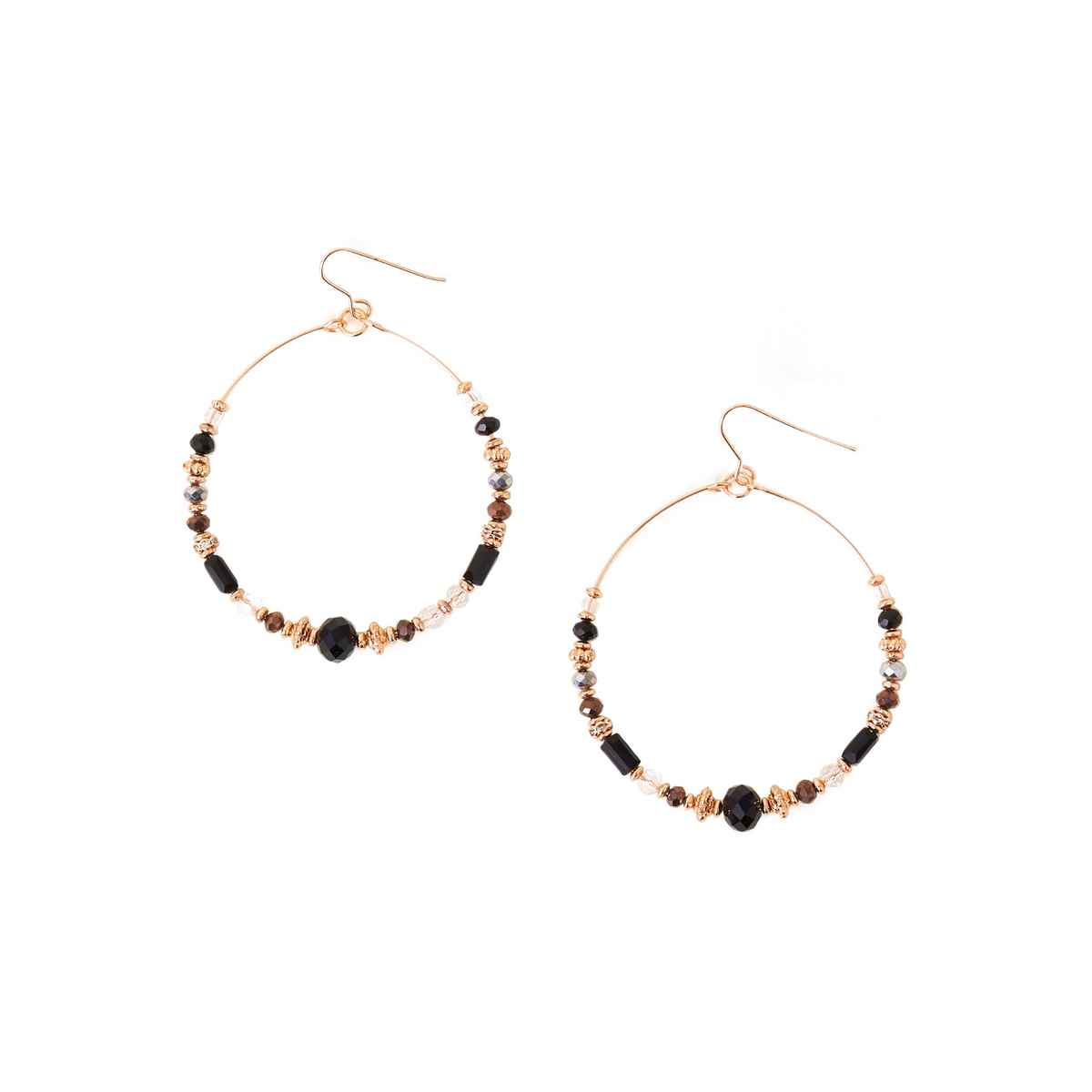 Accessorize London Women's Black Large Beaded Hoop Earrings - Black