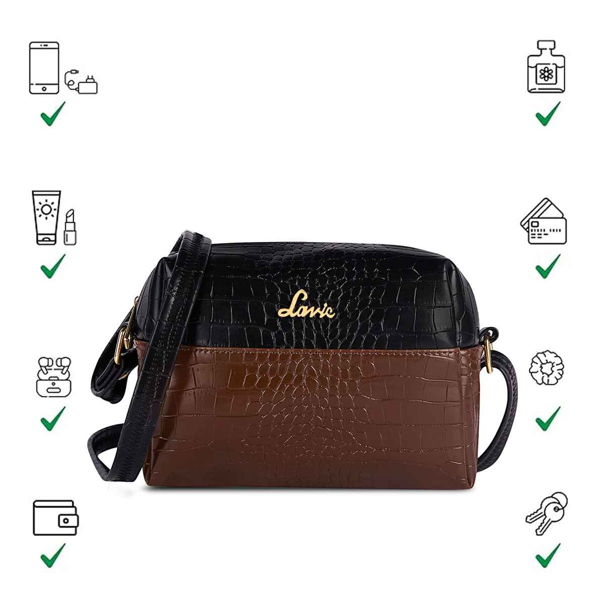 Lavie Women's Tina Cross Body Sling Bag | Ladies Purse Handbag | Brown