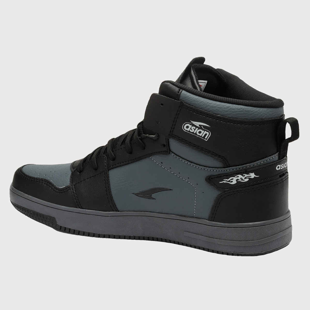 Asian Carnival-13 Hightop Sneakers For Men Mid Grey Black | UK-7