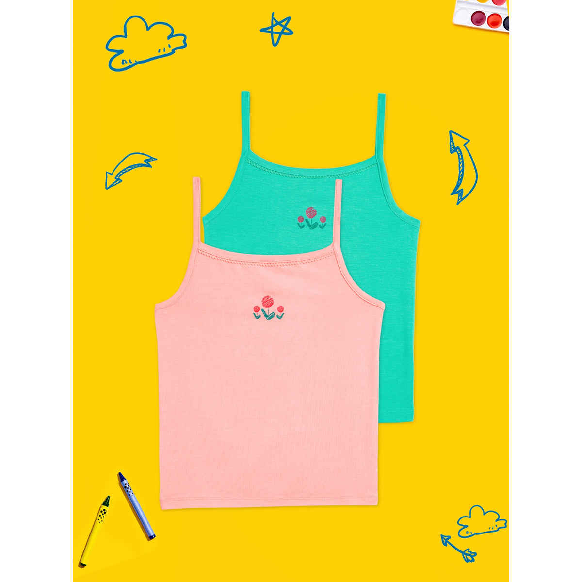 XY Life Slips for Girls, Tencel Modal, Antimicrobial - Aqua Green+Frost Pink | 13-14Y| Pack Of 2