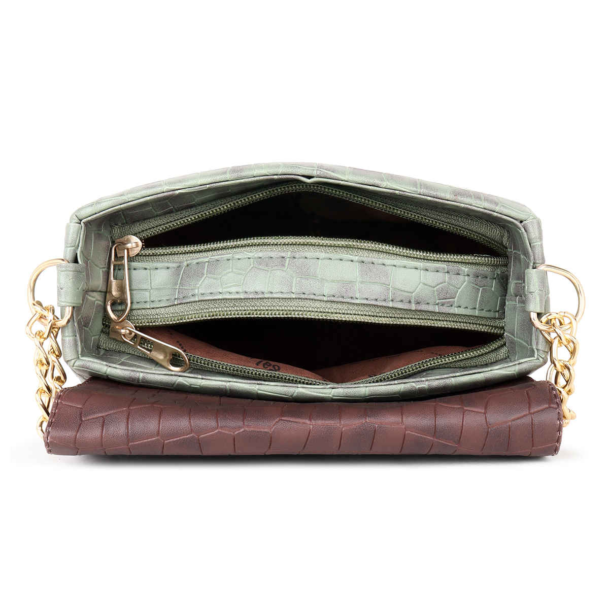 Legal Bribe Stylish Crock Sling Bag | Green/ Brown | LB2055
