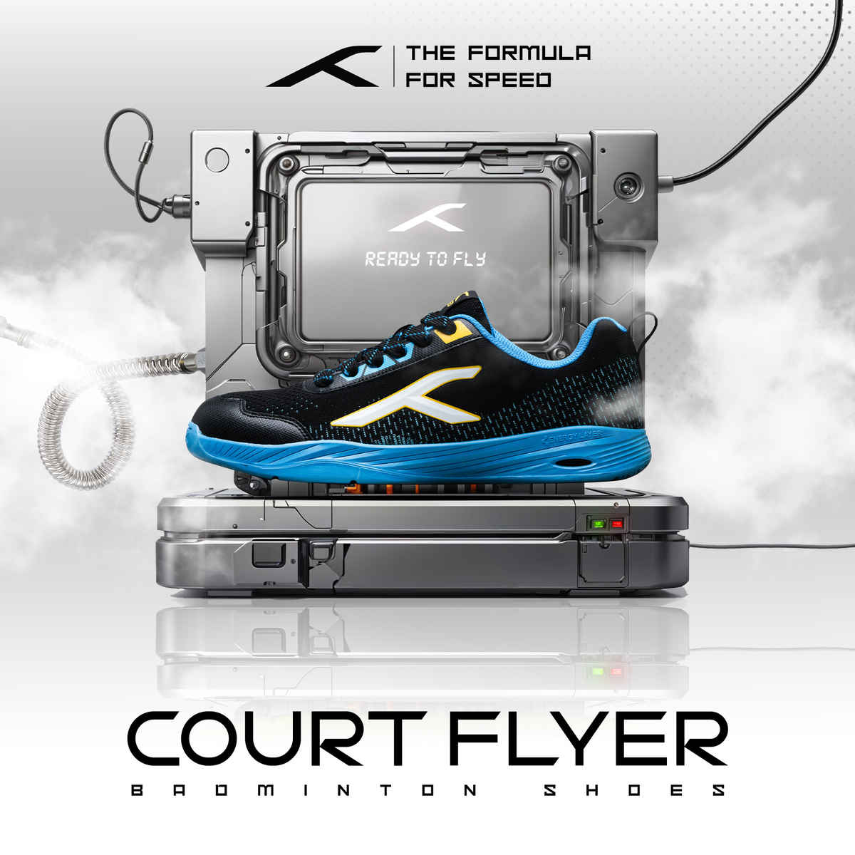 Hundred Unisex Court Flyer Non Marking Court Shoes | Black, Blue, & Yellow - UK 10