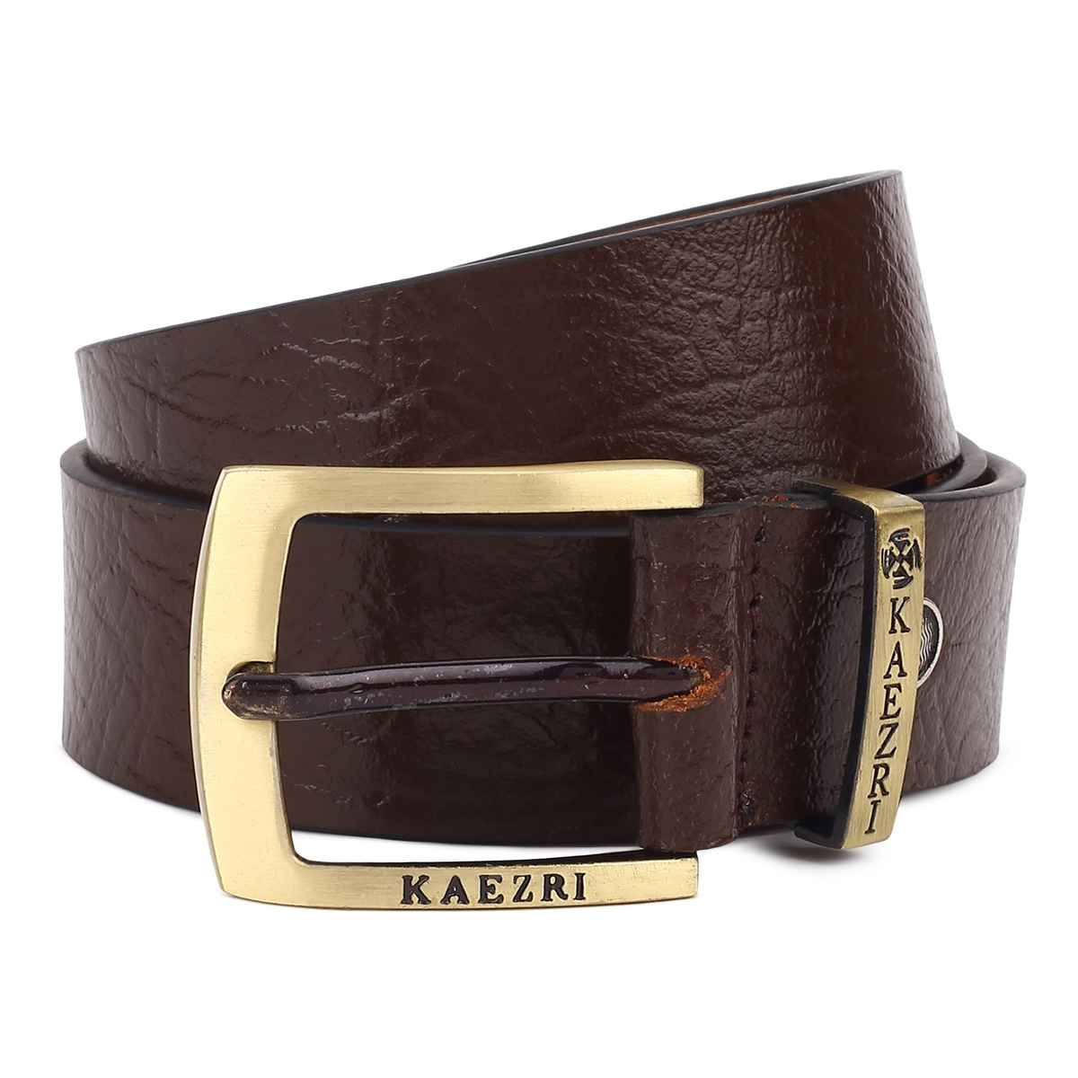 Kaezri Genuine Leather Brown Textured Belt for Men | Katabrcob - 42