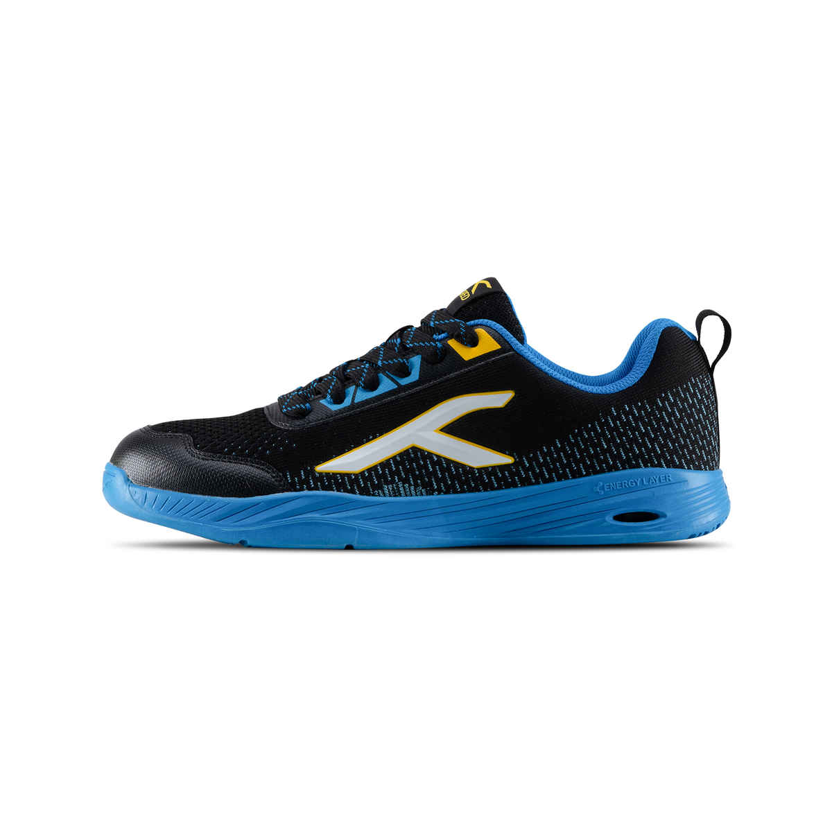 Hundred Unisex Court Flyer Non Marking Court Shoes | Black, Blue, & Yellow - UK 10