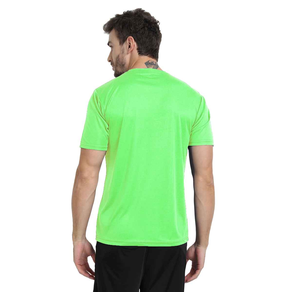 Ftx Men's Solid Round Neck Polyester Half Sleeve Casual T-shirt | Green | L
