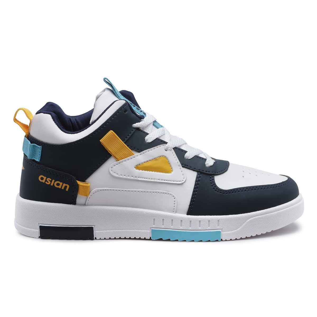 Asian Tarzan-11 Men High Top Sneakers White-Navy (Size-10)