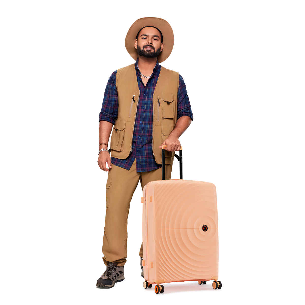 Nasher Miles Seattle Check-In Hard Side Polypropylene- 24 Inch - 65 cm Trolley Bag- Peach