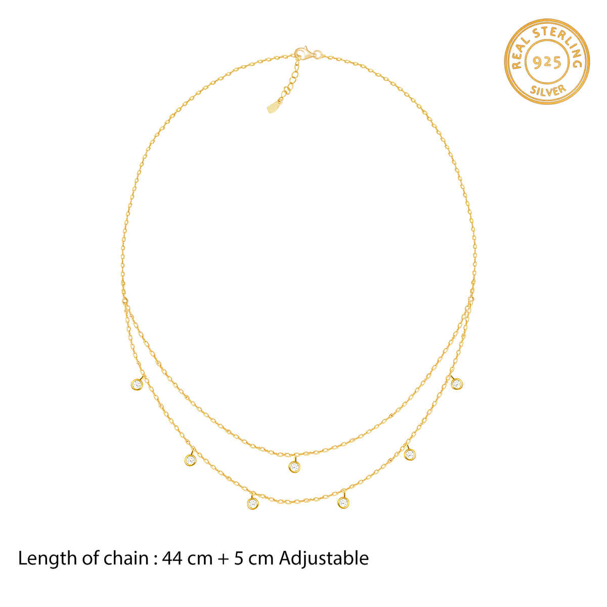 GIVA Golden Dual Layer Zircon Necklace