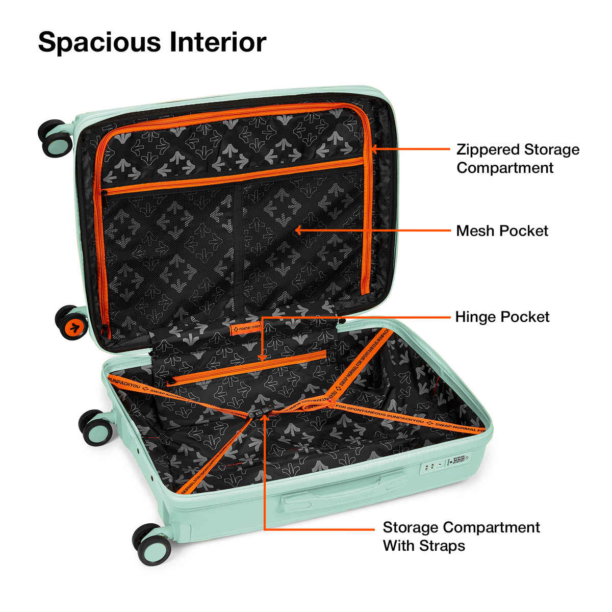 Nasher Miles Textured PP 70 L Telescopic Hard Luggage Trolley Bag | Pastel Green - 65 cm