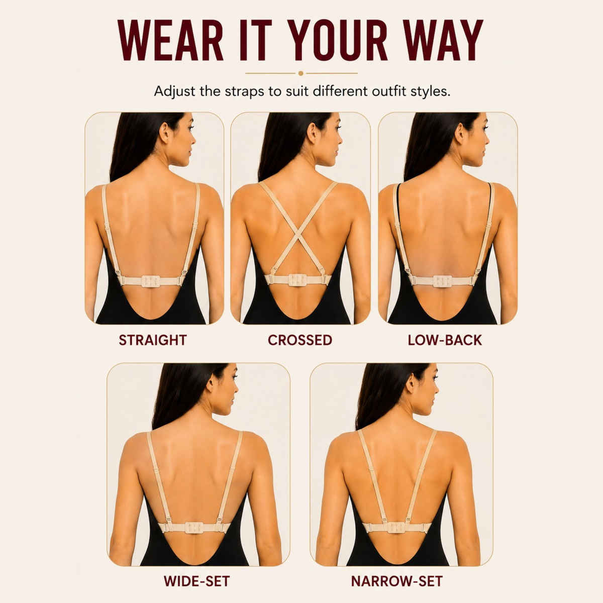 Secrets By ZeroKaata Women's Adjustable Bra Converter | 2-Hook Bra Extender | Skin | Free Size
