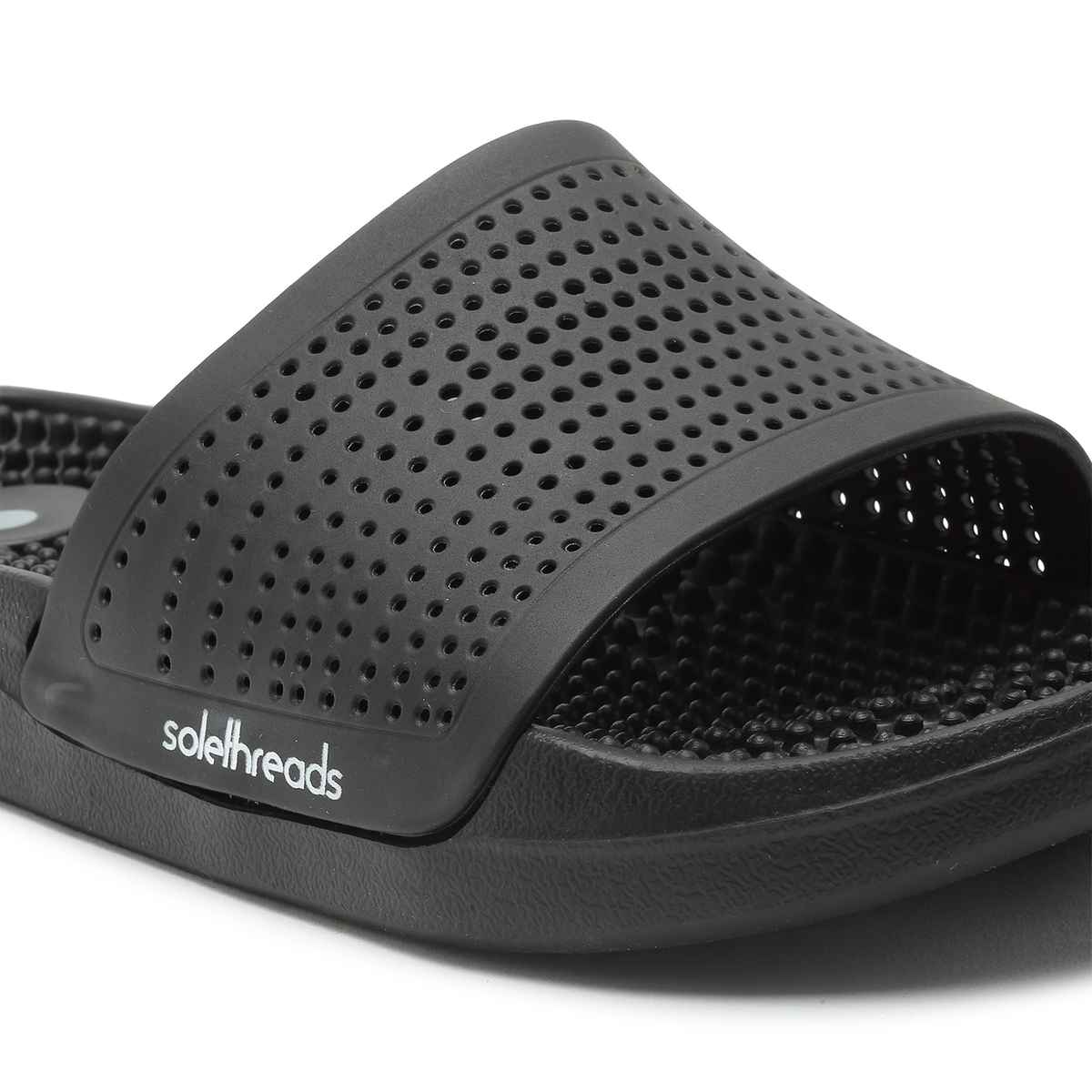 Solethreads Accuwalk Black Slides for Men | Size India/UK 11