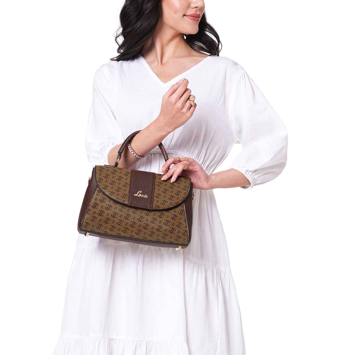Lavie Women's Mono LL Becky Flap Satchel Handbag | Coffee