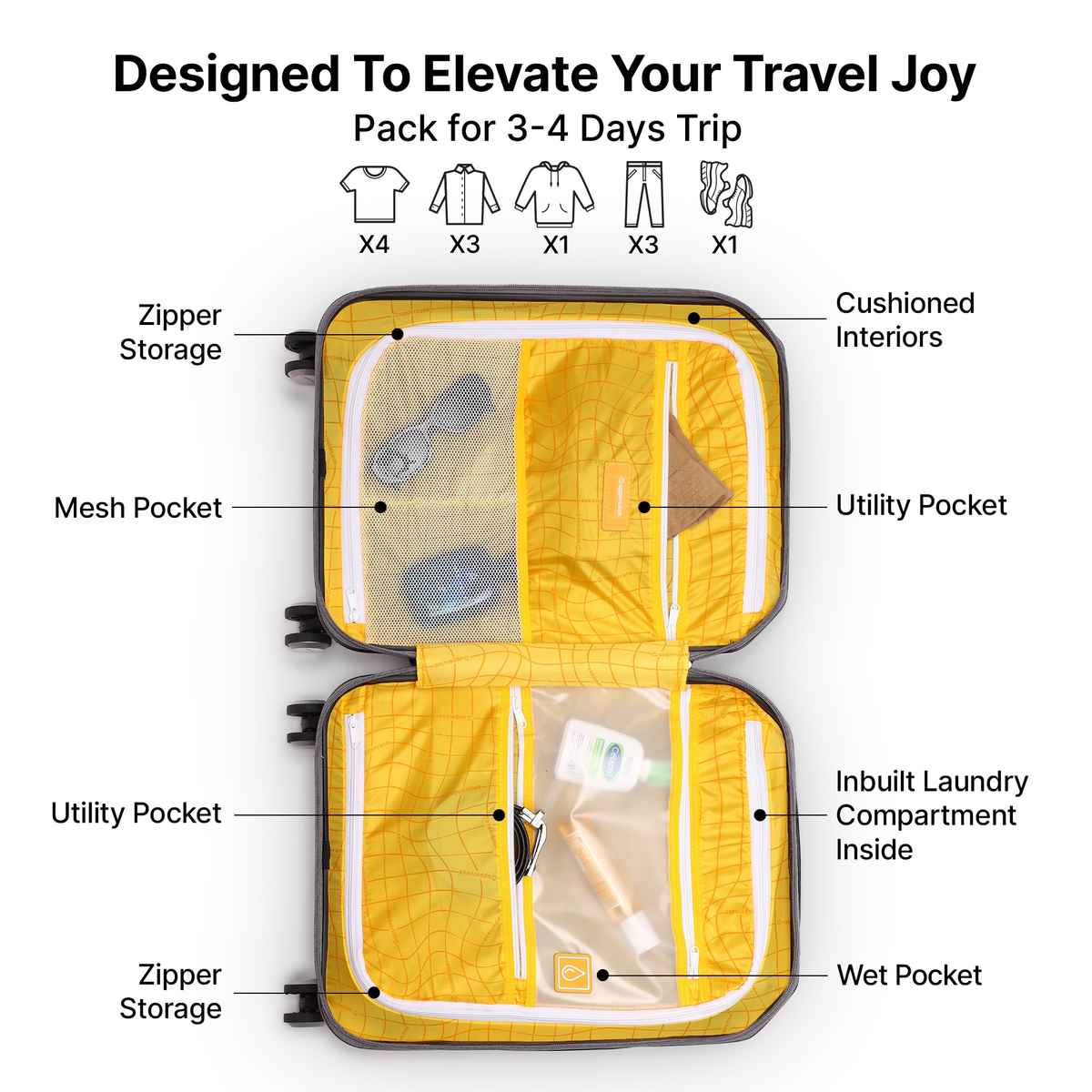 Uppercase Solid Polycarbonate 56 L Telescopic Hard Luggage Trolley Bag | Silver - S