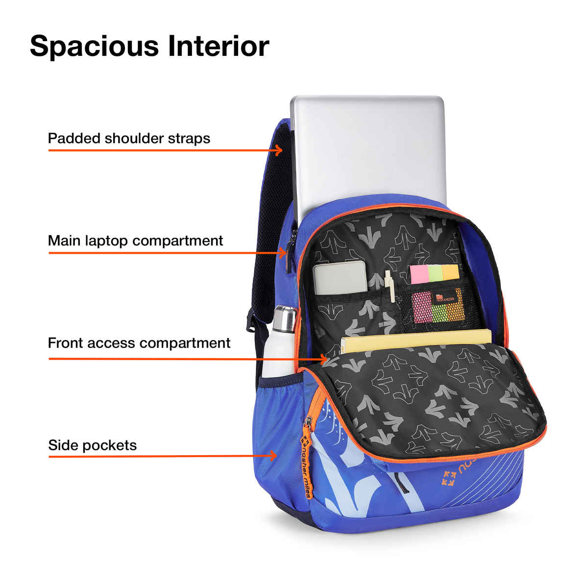Nasher Miles Engineering Polyester Laptop Backpack with Rain cover | Blue - 36 L