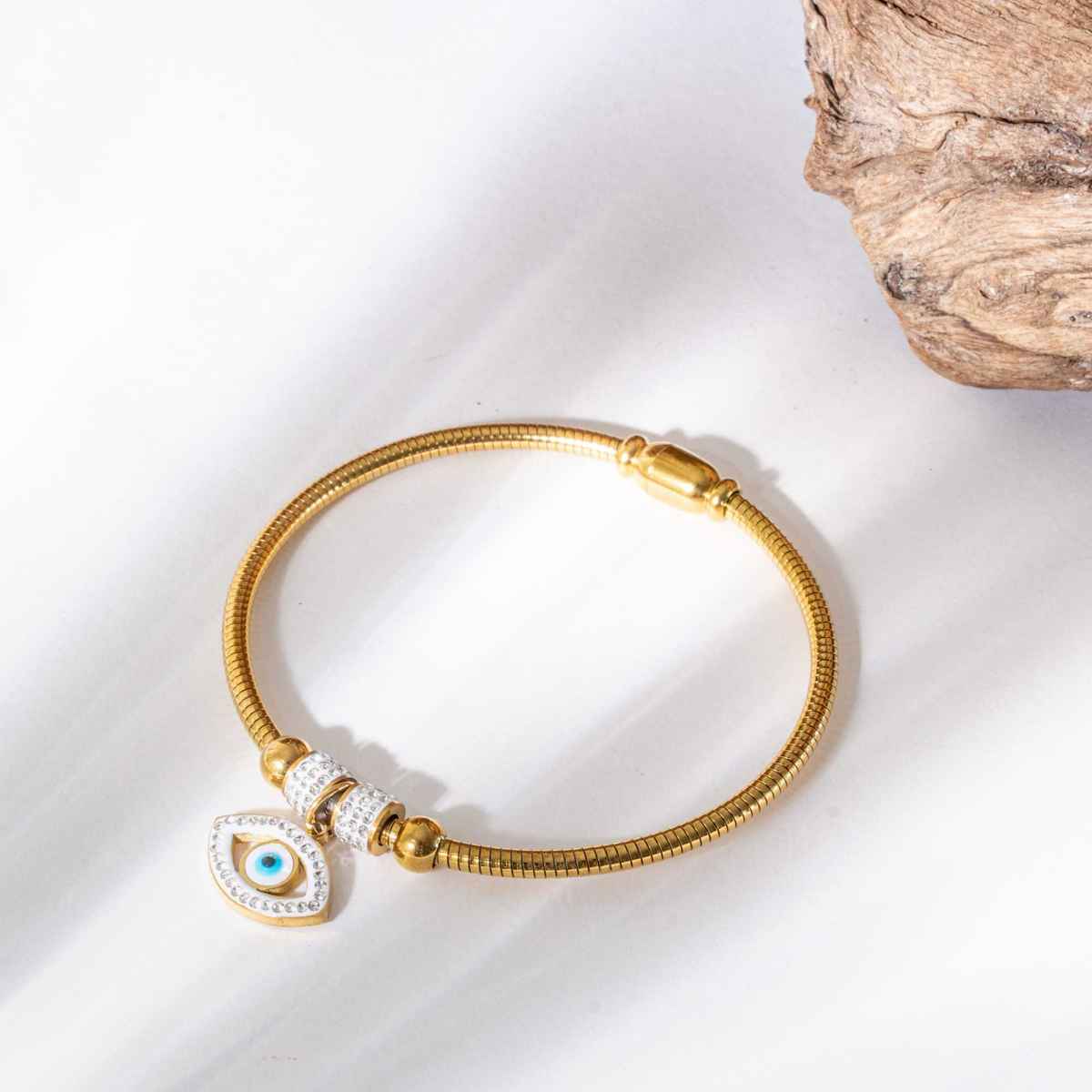 ZAISHA 18K Gold Plated Evil Eye Magnetic Bracelet Bangle | Birthday | Anniversary | Valentines gift