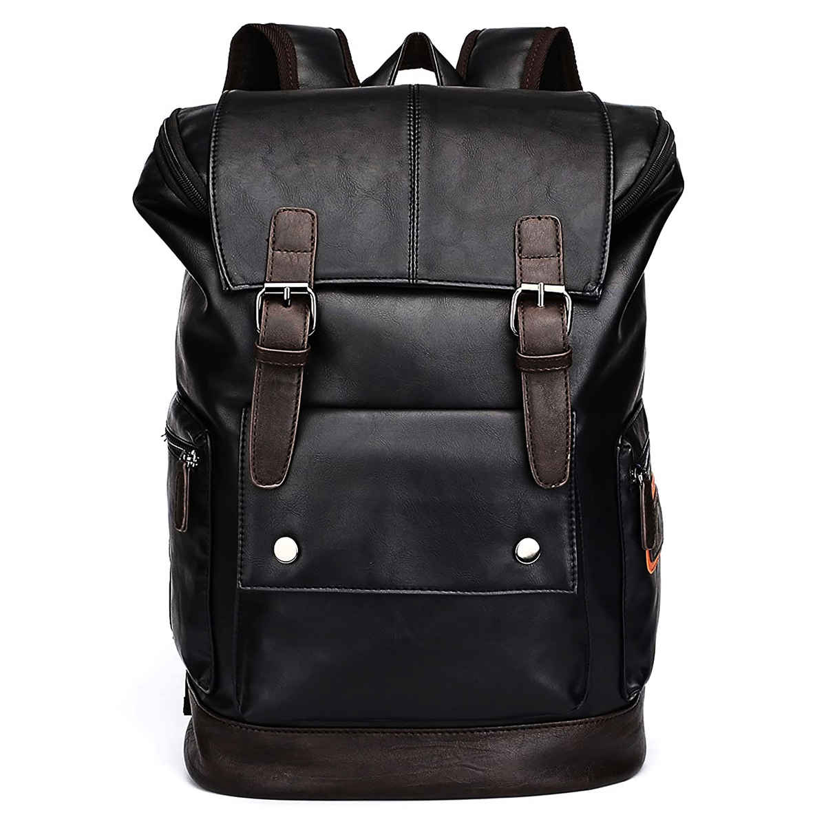 Fur Jaden 21 L Black Vegan Leather Stylish Laptop Backpack | Dedicated Laptop Compartment