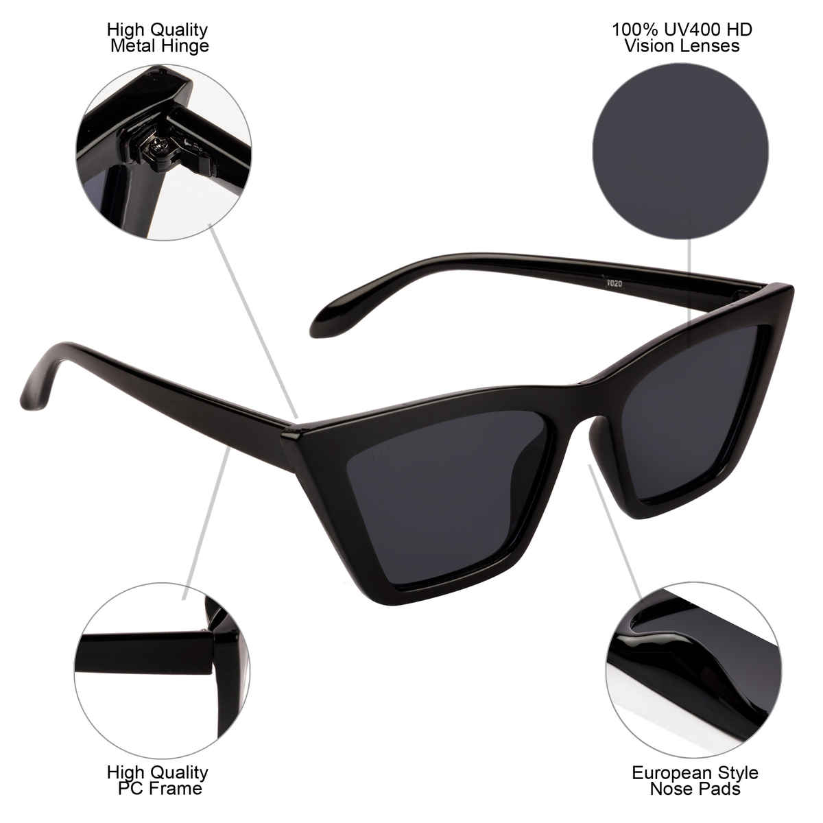 NuVew Women's Cat-eye Sunglasses | Black - Medium