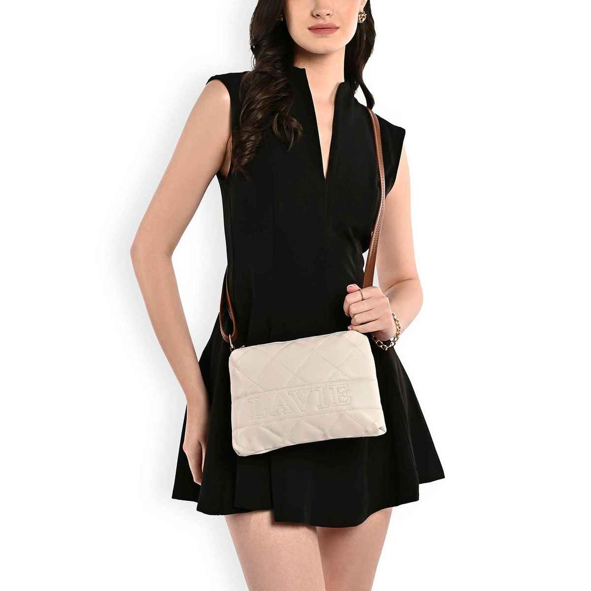 Lavie Women's Quilt Jill Top Zip Sling Bag | Off White