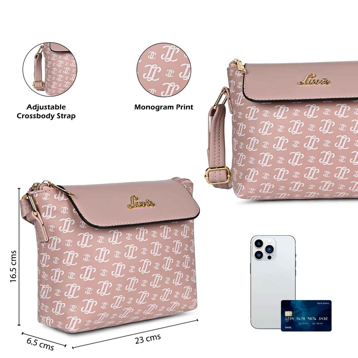 Lavie Women's Mono Ll Rio Flap Crossbody Sling Bag | Ladies Purse Handbag | Pink