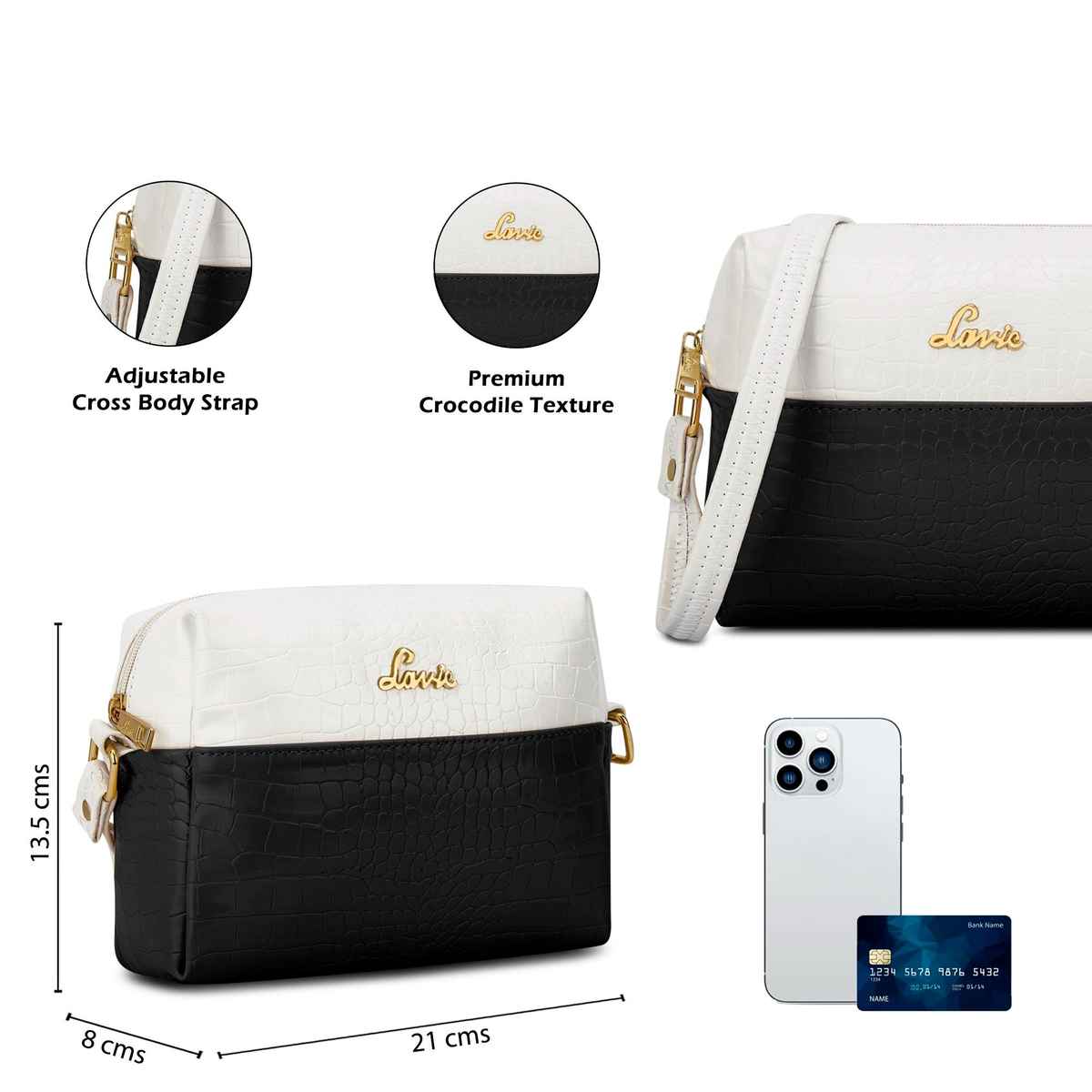 Lavie Women's Tina Cross Body Sling Bag | Ladies Purse Handbag | Black