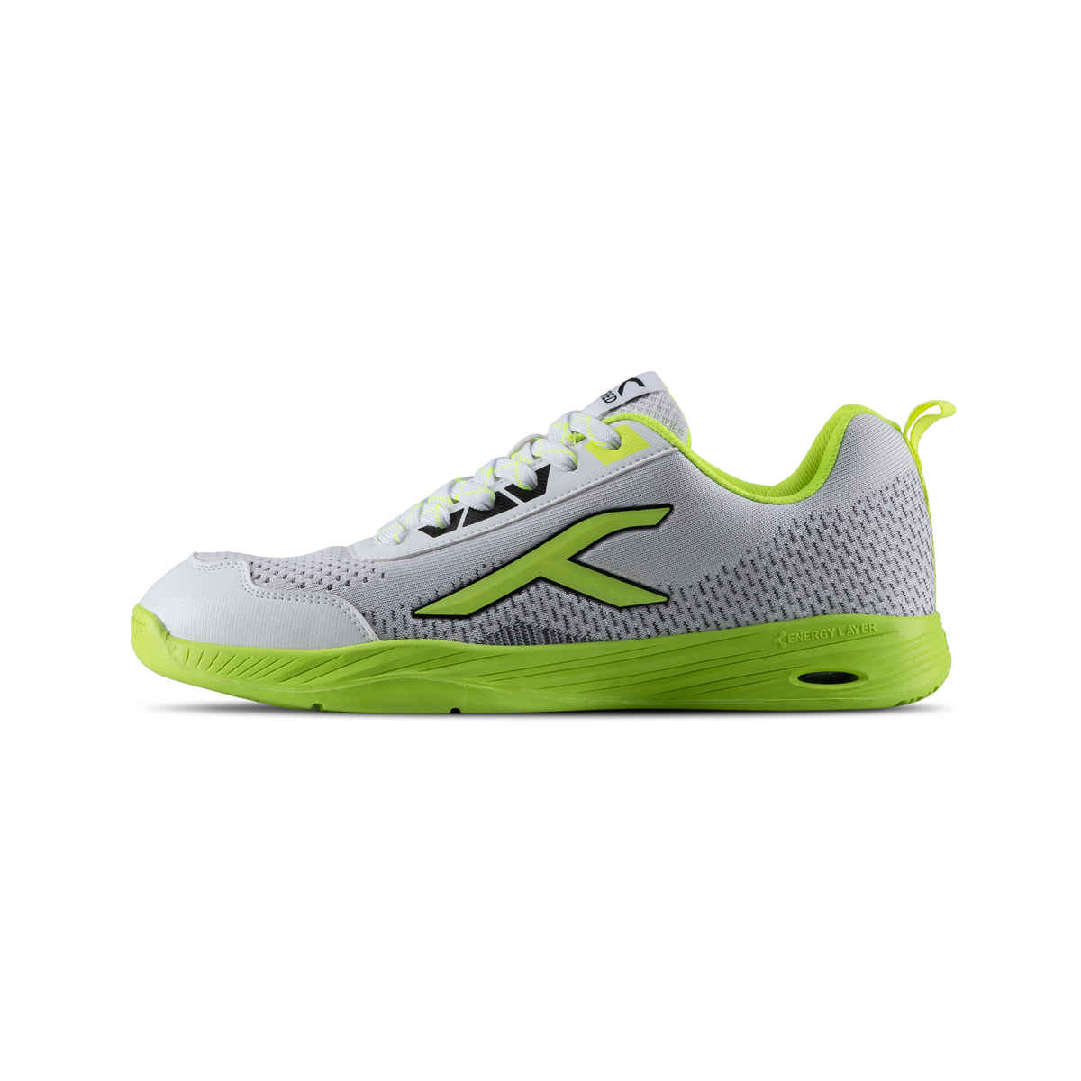 Hundred Unisex Court Flyer Non Marking Court Shoes | White, Lime, & Black - UK 8