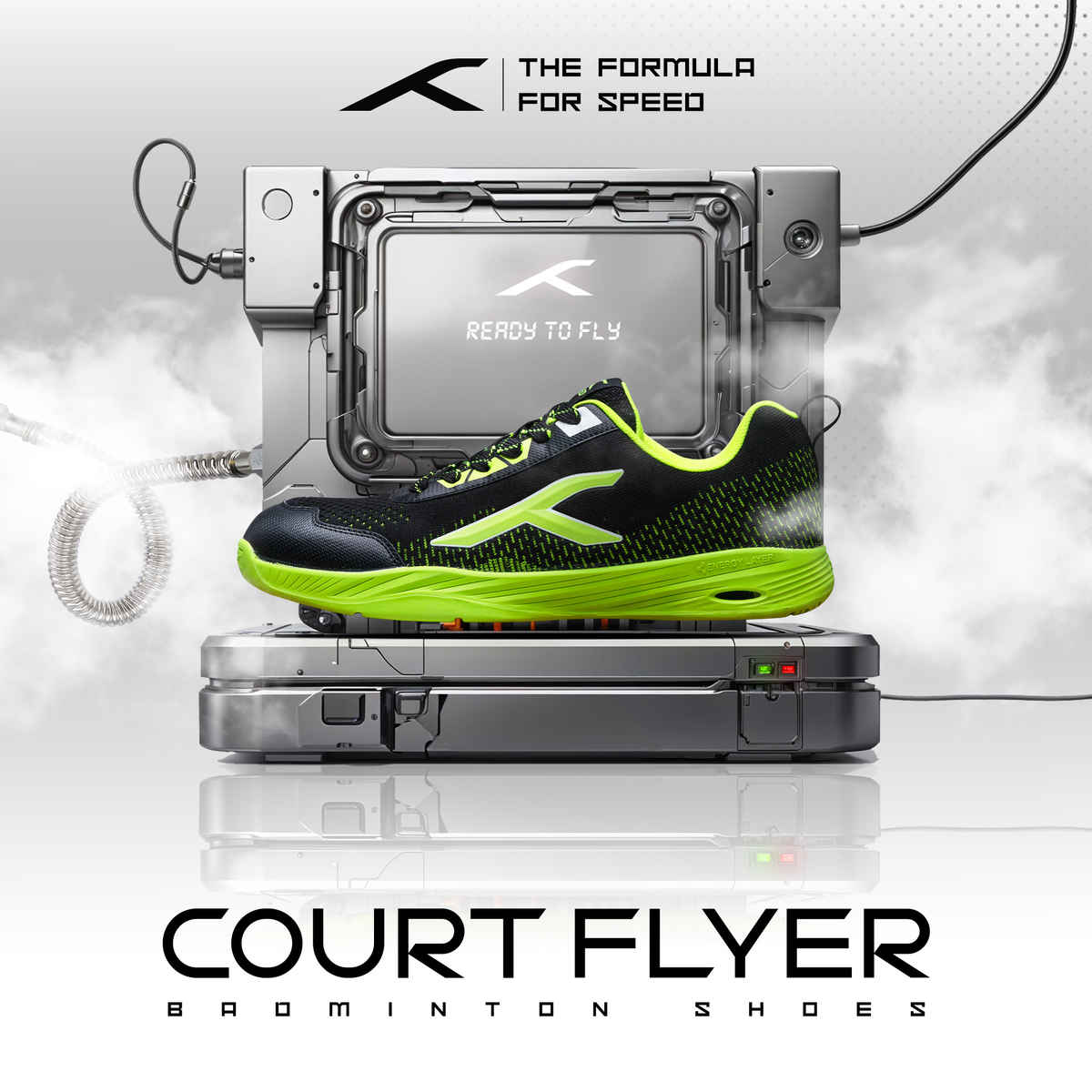 Hundred Unisex Court Flyer Non Marking Court Shoes | Black & Lime - UK 10