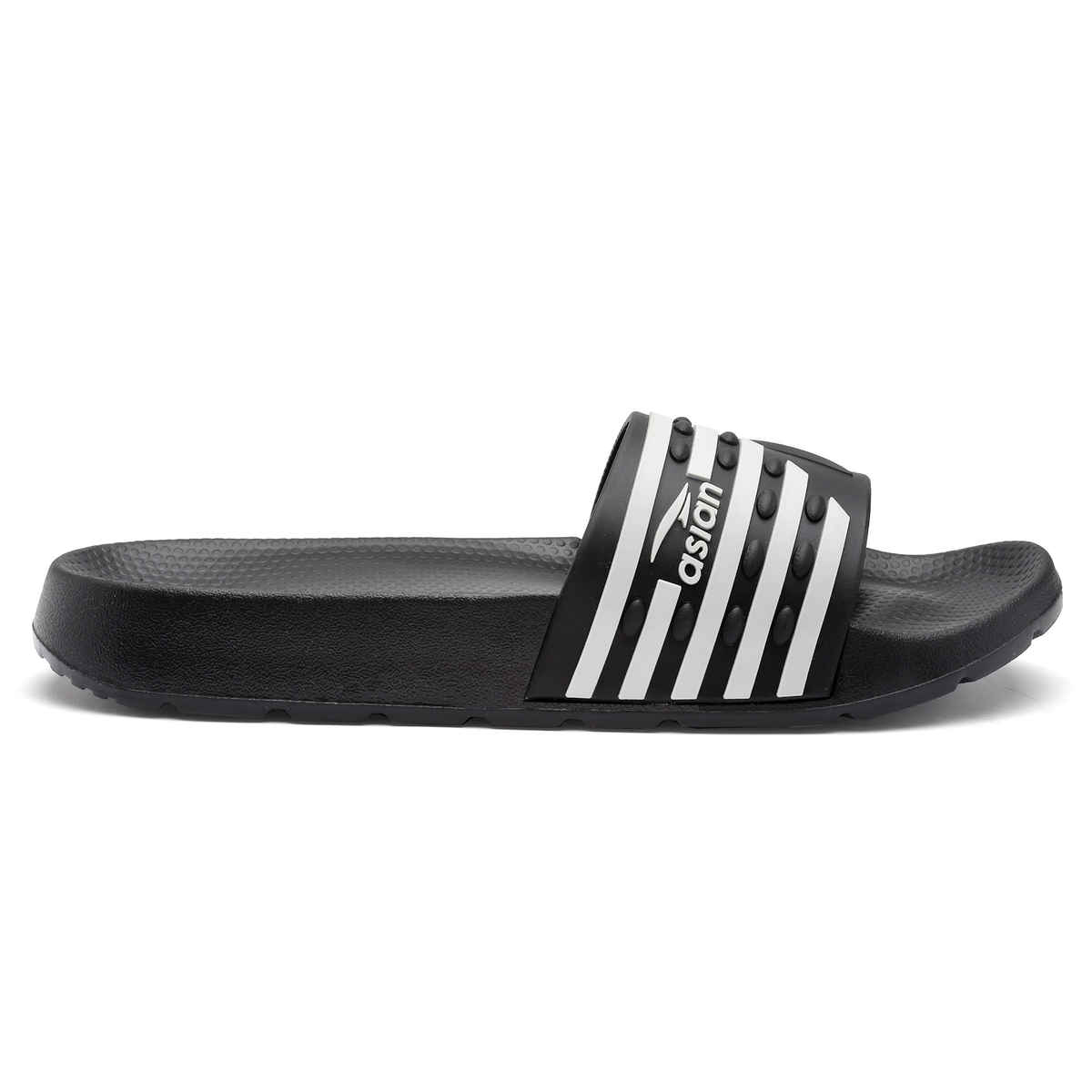Asian Men's Slides | Slider-32 | Black and Grey - UK 10