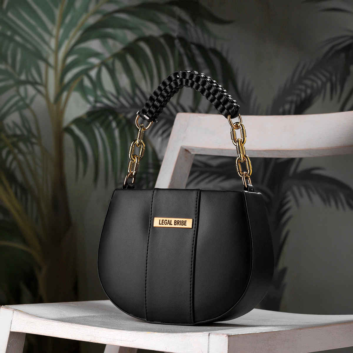 Legal Bribe Women's Knitted Handle Sling Bag | LB1968 | Black