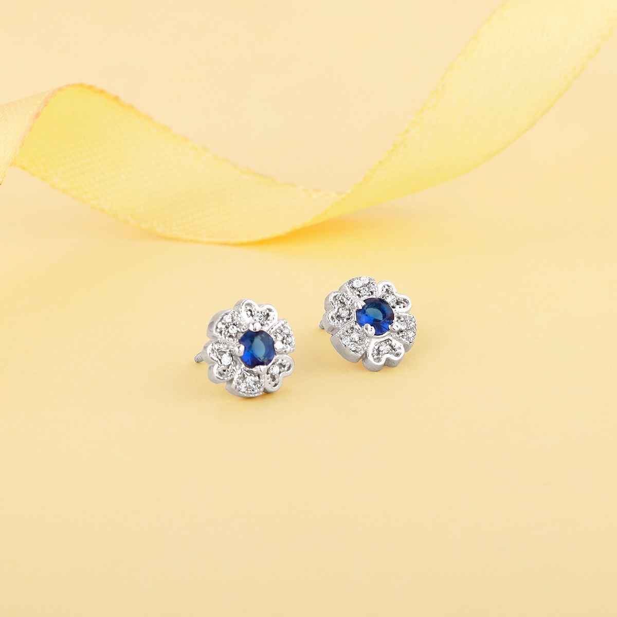 Giva Silver Royal Blue Bloom Studs