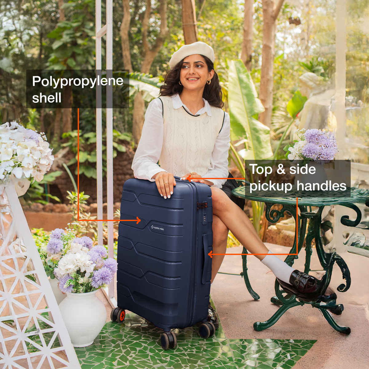 Nasher Miles Paris Check-In Hardside Polypropylene 28 Inch-75 cm Trolley Bag- Navy Blue