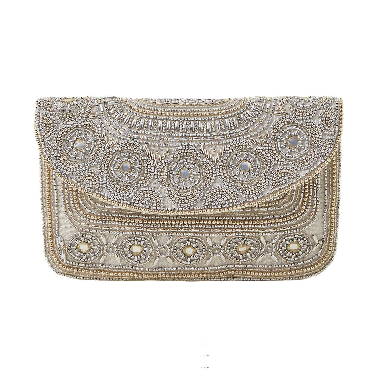 Accessorize London Women's Beaded Clutch Bag | Silver