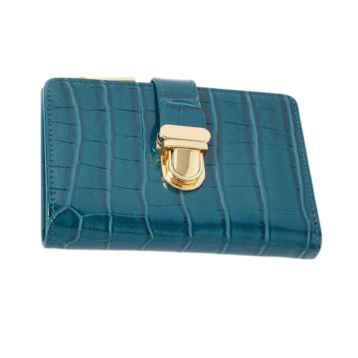 Accessorize London Croc Pushlock Wallet | 20 x 24 x 3 cm - Blue