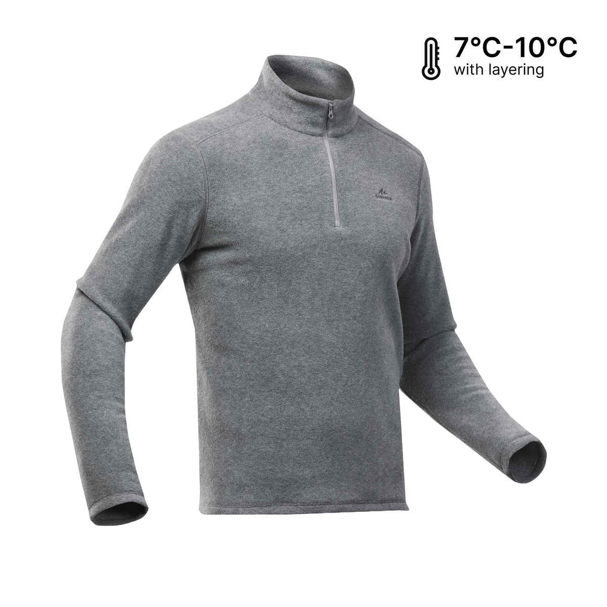 Quechua By Decathlon Men's Warm Winter Hiking Fleece | Grey - S