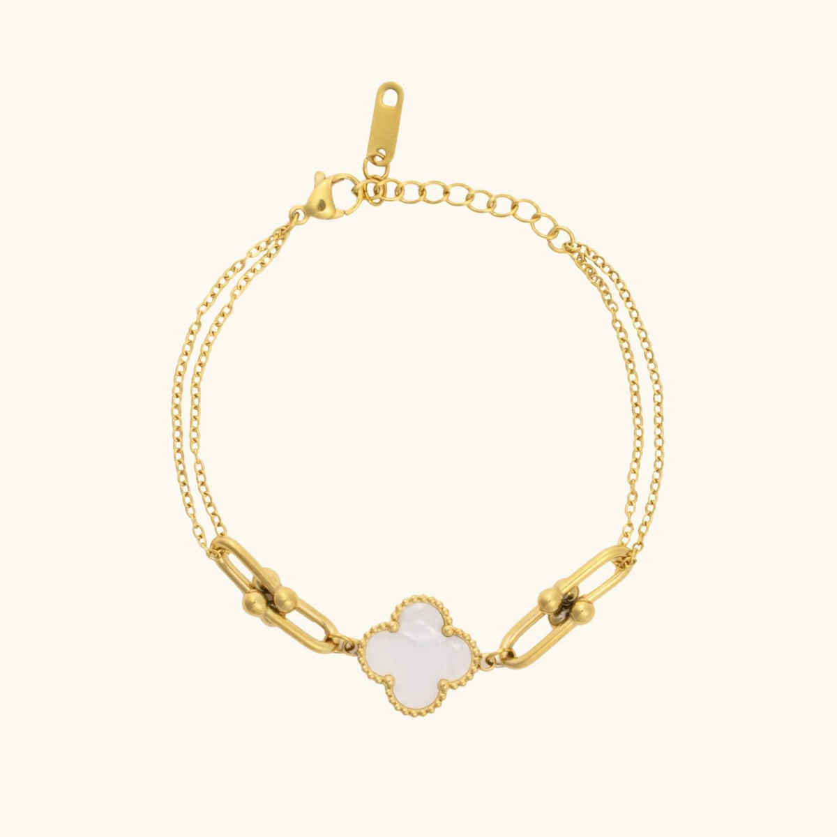 ZAISHA 18K Gold Plated Classy Clover White & Gold Bracelet| Birthday |Anniversary | Valentines gift