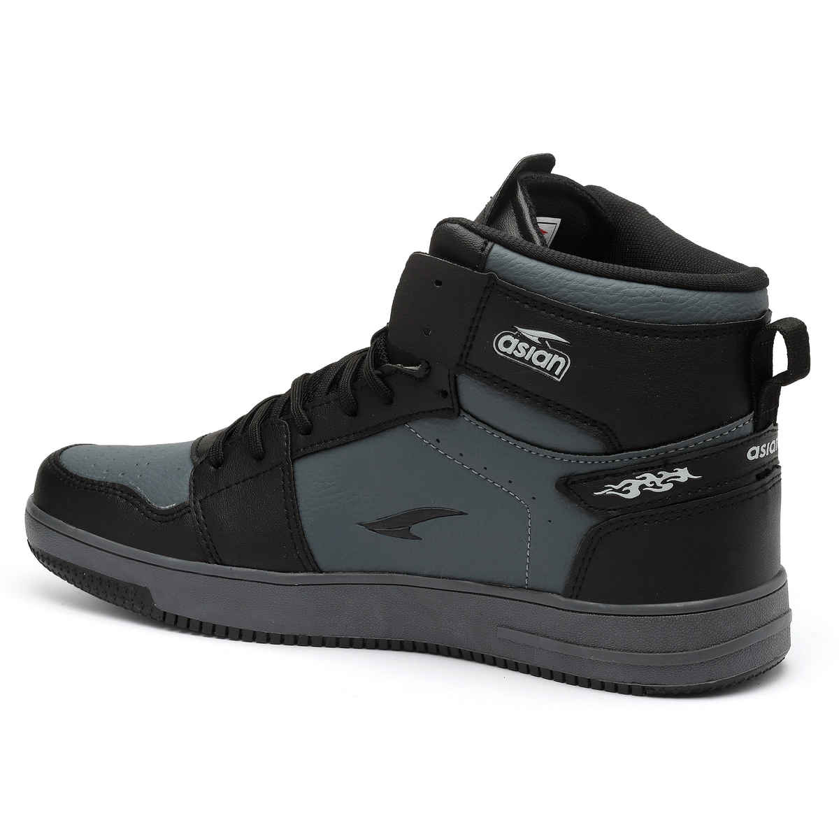 Asian Carnival-13 Hightop Sneakers For Men Mid Grey Black | UK-10