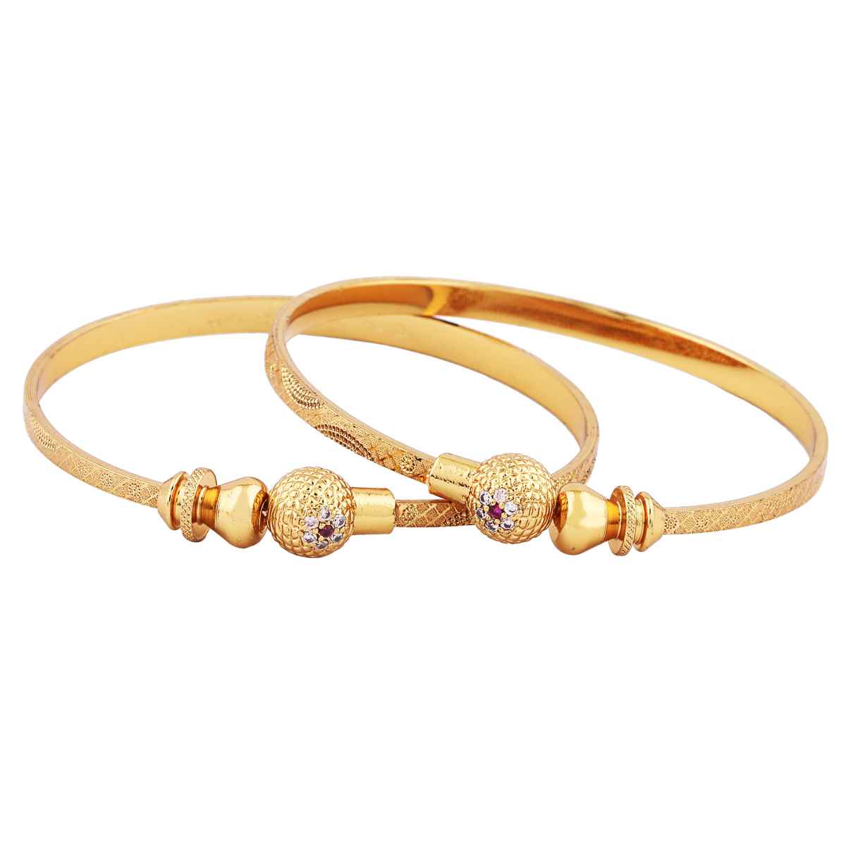 Shining Diva Fashion Set of 2 Latest Design Gold Plated Bracelet Bangles for Women and Girls 15234b