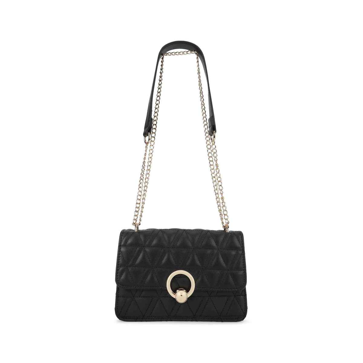 Fastrack Quilted Structured Sling Bag for Women | Black