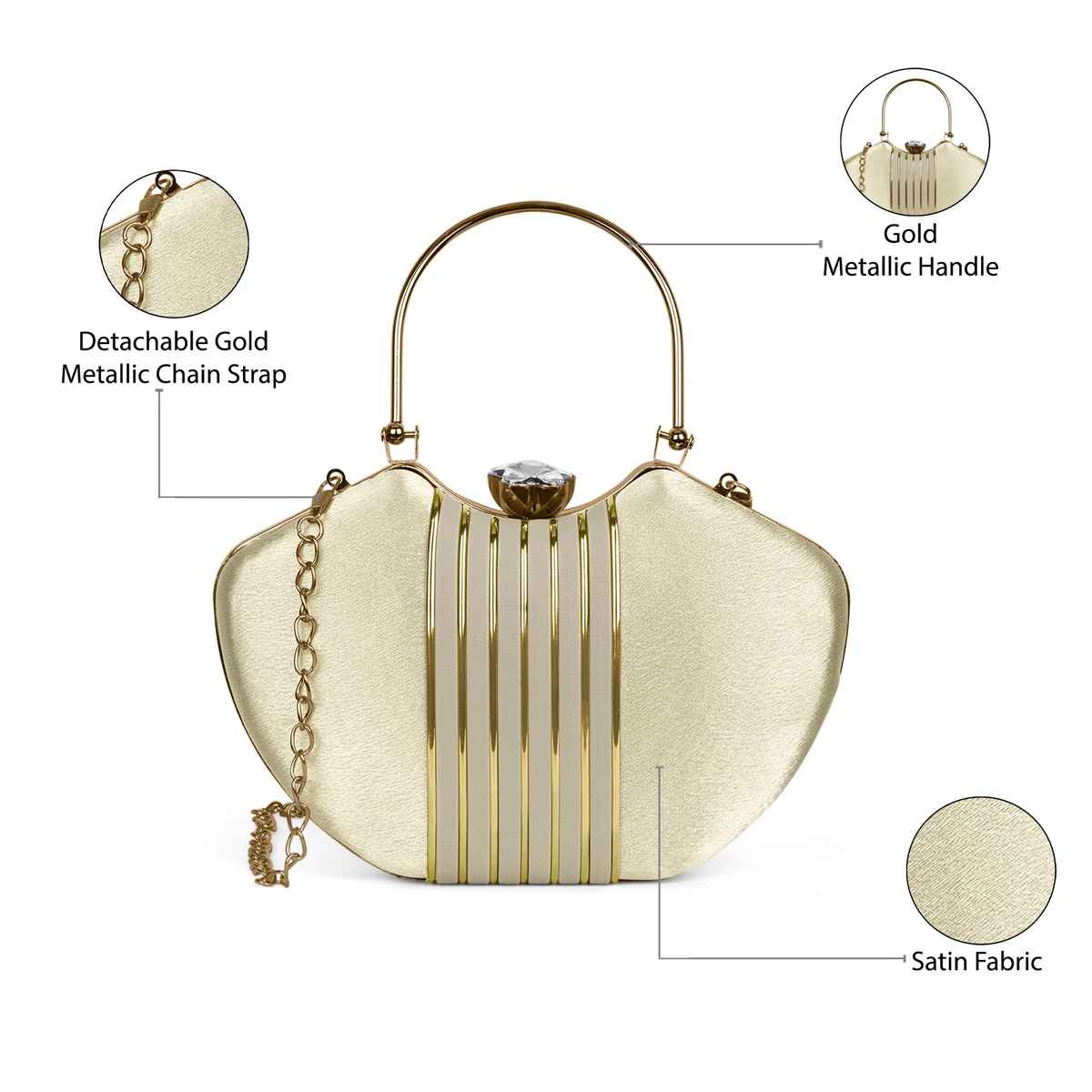 Lavie Women's Lip Handle Framed Clutch | Ladies Purse | Gold