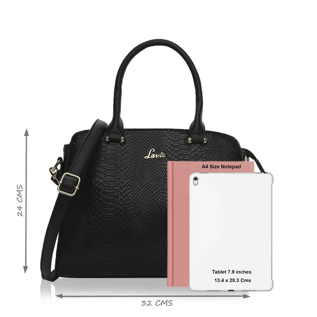 Lavie Women's Ushycroc Satchel Handbag | Satchel Bag for Work | Ladies purse | Shoulder Bag | Black