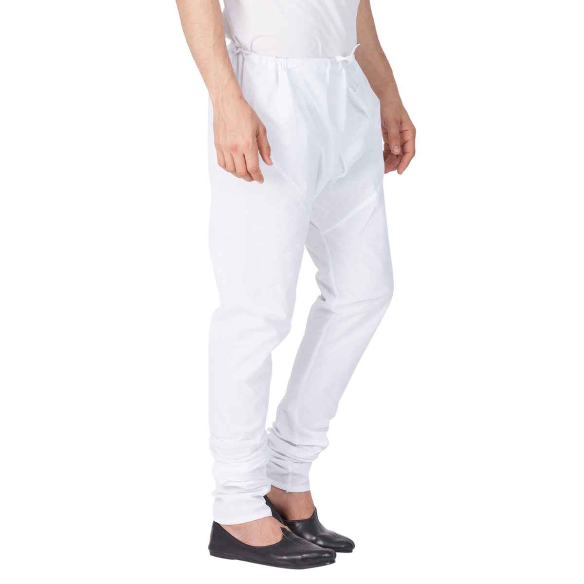 Vastramay Men's Pure Cotton Pyjama | White - M