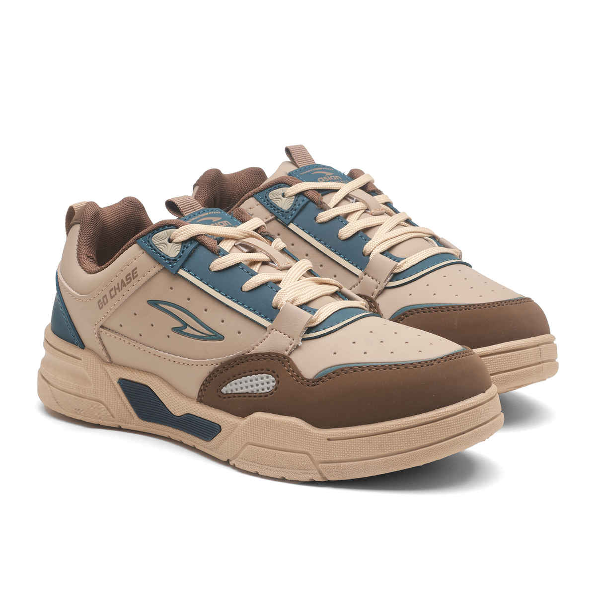 Asian Men's Lace up Sneakers | TANGO-01 | Beige | UK 8