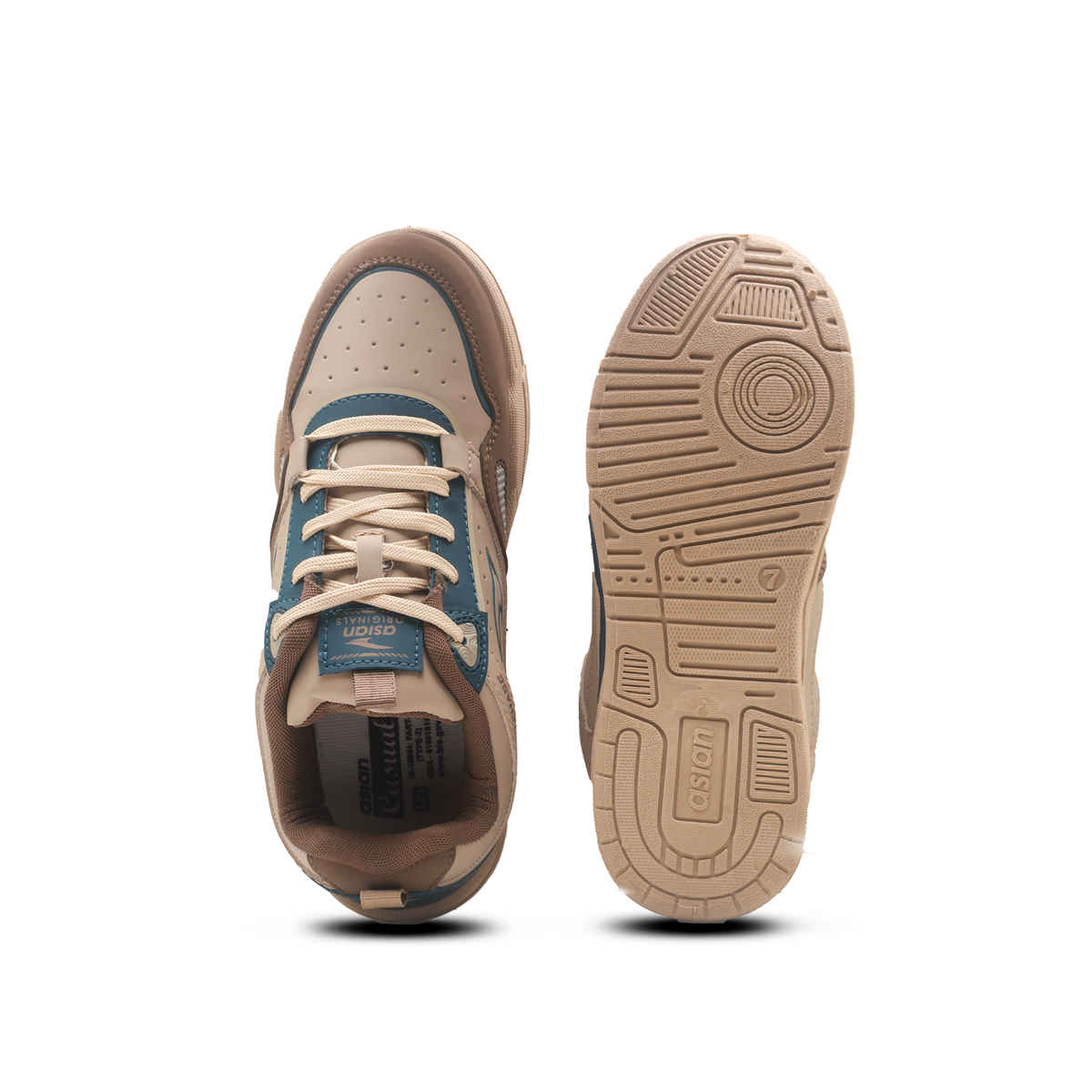 Asian Men's Lace up Sneakers | TANGO-01 | Beige | UK 6