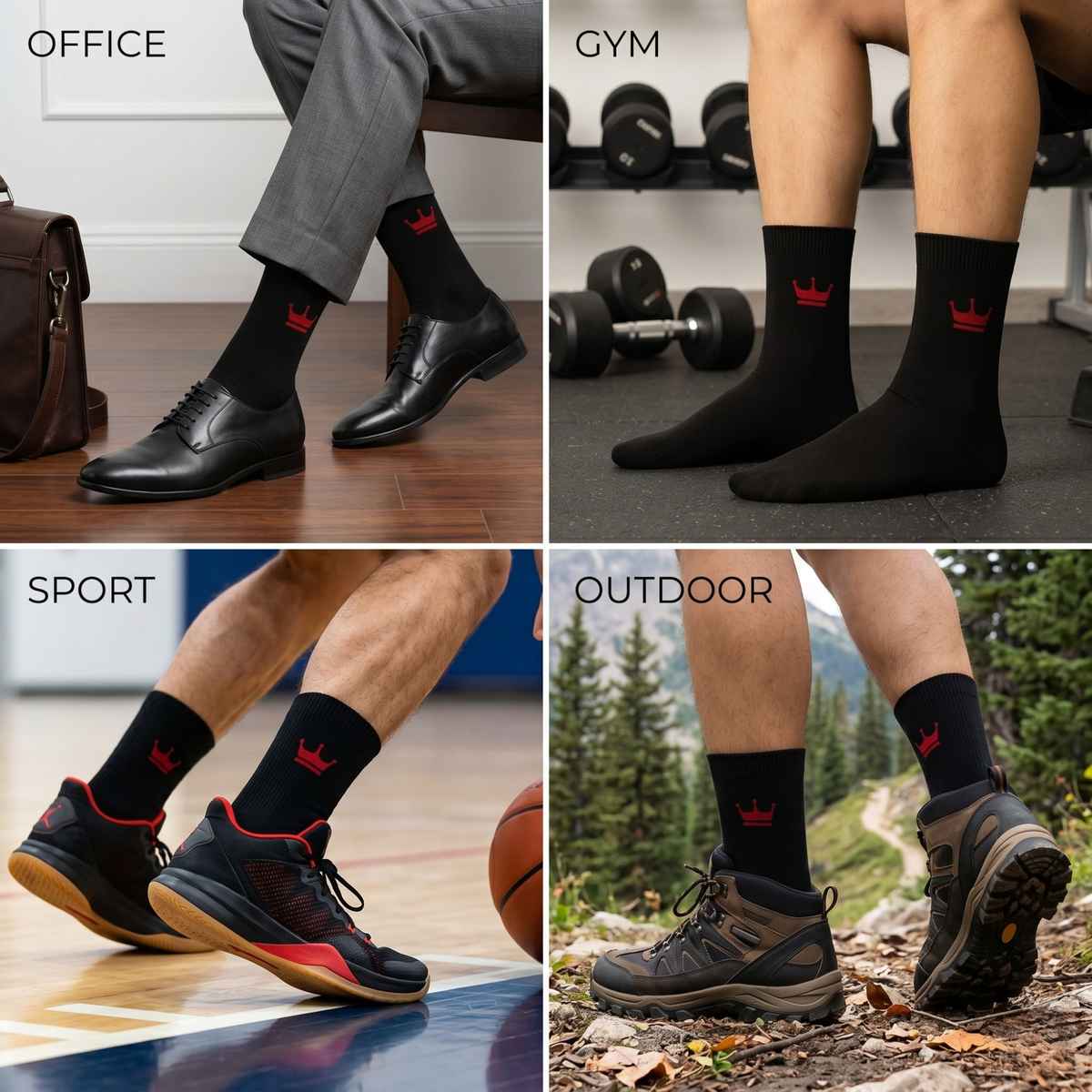 Royal Mart Unisex Solid Cotton Blend Calf Length Socks | Black - Free Size