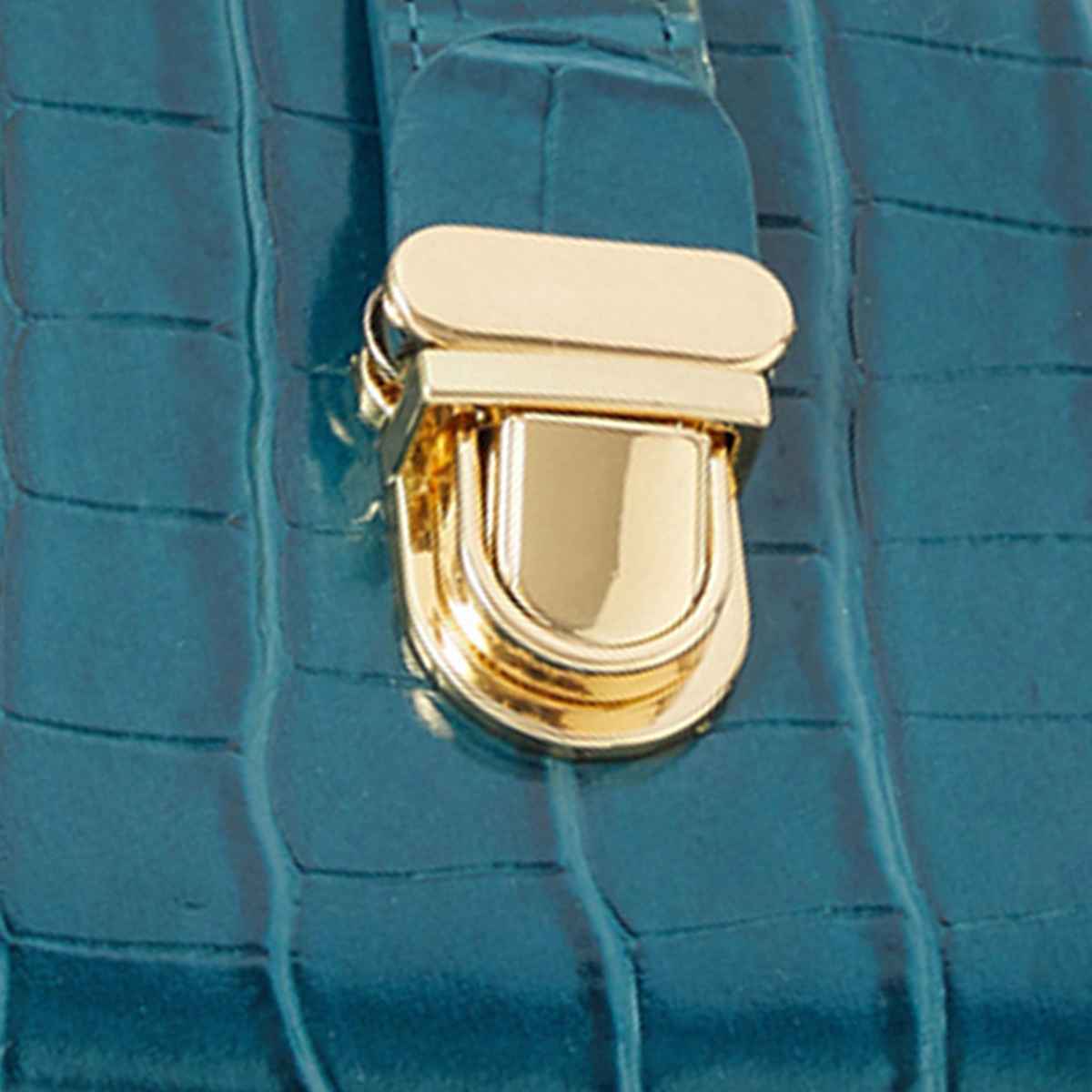 Accessorize London Croc Pushlock Wallet | 20 x 24 x 3 cm - Blue